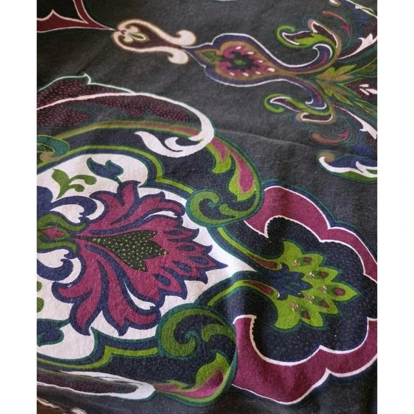 World Market 60x90 Medallion Tablecloth Purple Green Cotton Boho Baroque
