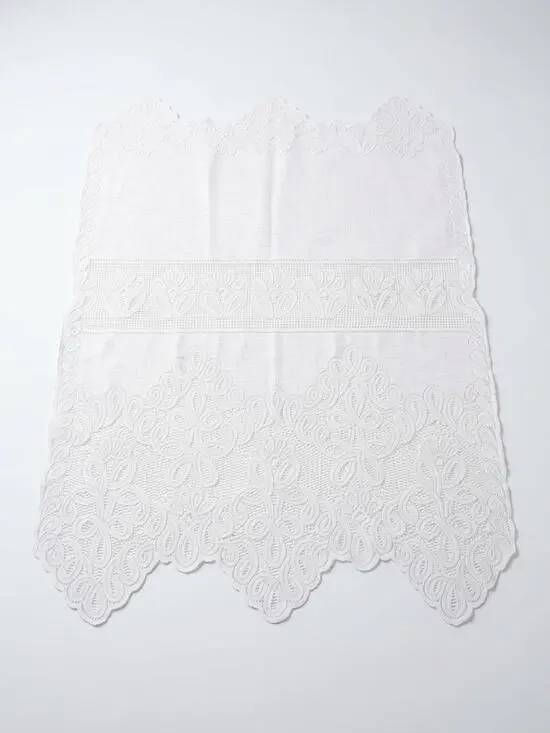 VTG Table Topper White Lace Rectangle Tablecloth Size 28”x35” Cottage Fairy Home