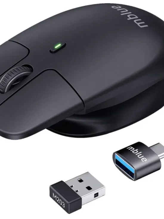 Mblue Lightweight Floating Wireless Mouse Black Type C Charger