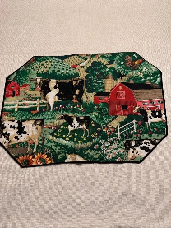 6 Vintage custom placemats Farmyard Designed by Joan Kessler