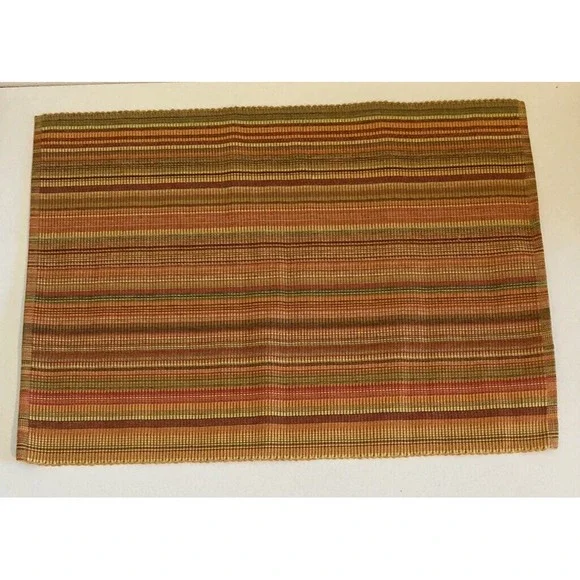 4 NWT Crate & Barrel Kaleidoscope Cotton Orange Striped Placemats 19