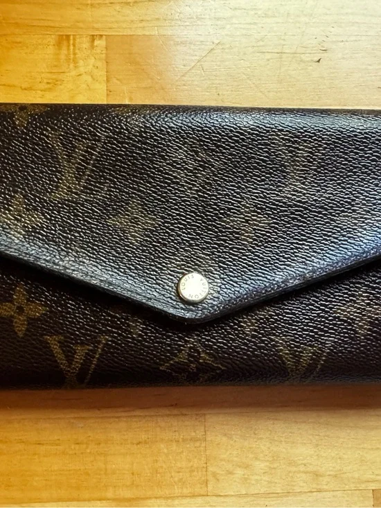 Pre-Loved Louis Vuitton Monogram Canvas Brown Envelope Wallet with Branded Snap
