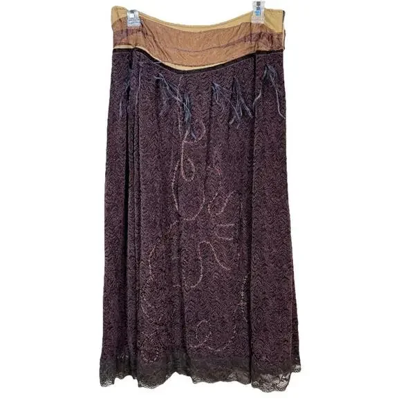 90s FORWEAR New York Brown Long Skirt Size 8 Boho Fairy Core Whimsy Unique Goth
