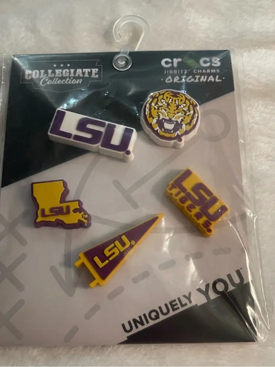 CROCS LSU Purple and Gold Collegiate Jibbitz Charms Pack – 5 Pieces