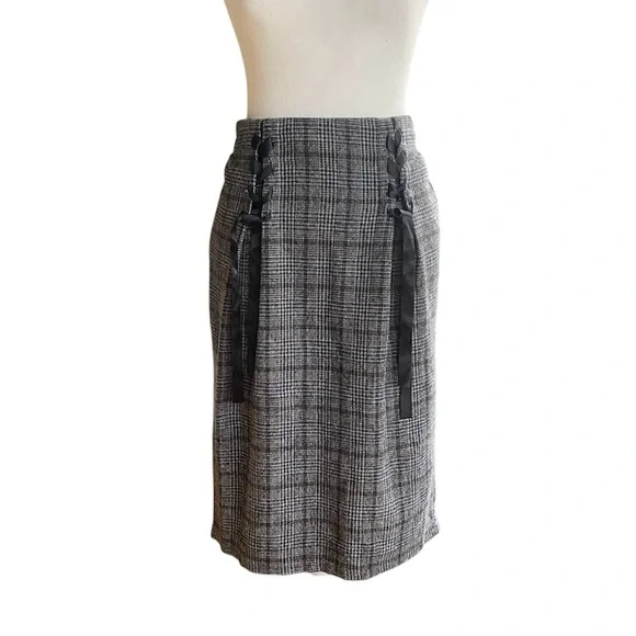 OLIVE des OLIVE Plaid Skirt Made in‎ Japan Ribbon Lace Up Preppy Dark Academia