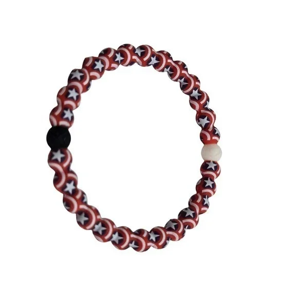 Lokai Bracelet Captain America Marvel‎ Shield Red White Blue Silicone XL