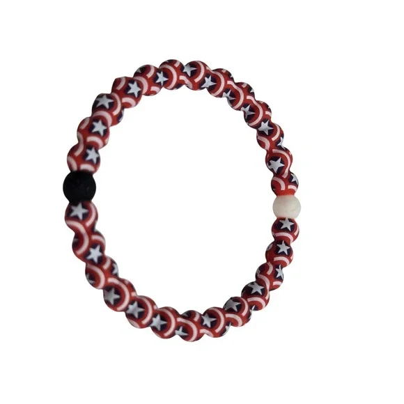 Lokai Unisex Bracelet Captain America Marvel Shield Red White Blue Silicone‎ Med