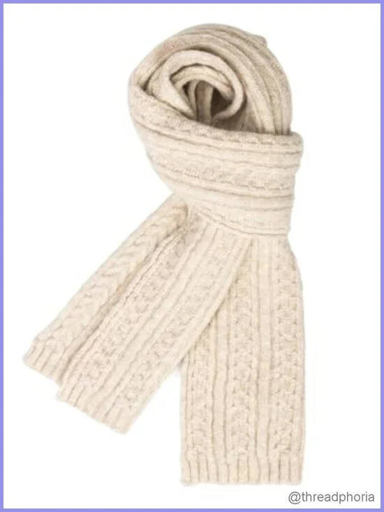 Cable Knit Scarf Warm Winter Long Chunky Neck Scarf 63in Wool Blend