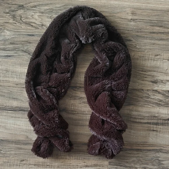 EUC Fuzzy Faux Fur Brown Scarf