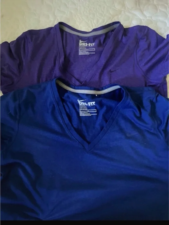 Nike Women Dri-FIT V-Neck Tees - Purple & Blue