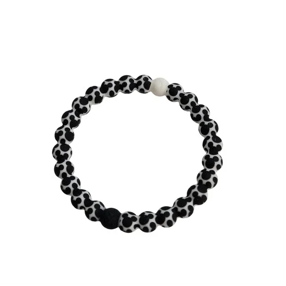 Lokai Unisex Mickey Mouse Ears Silicone Balance Bracelet Black White - Medium