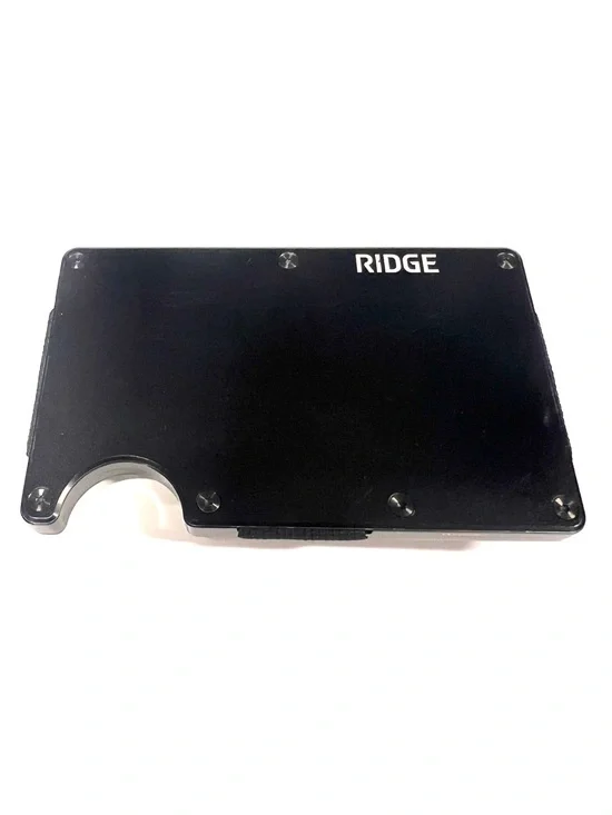 The Ridge RFID Blocking Aluminum Wallet Black w/ AirTag Attachment