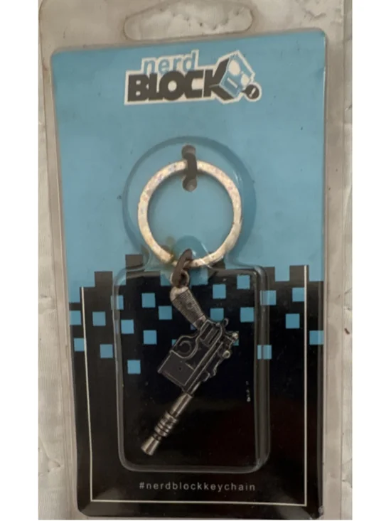 Nerd Block Nickel Plated Zinc Gun Keychain Detachable Keyring Military Theme
