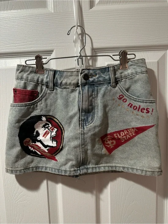 FSU inspired -handmade Jean skirt