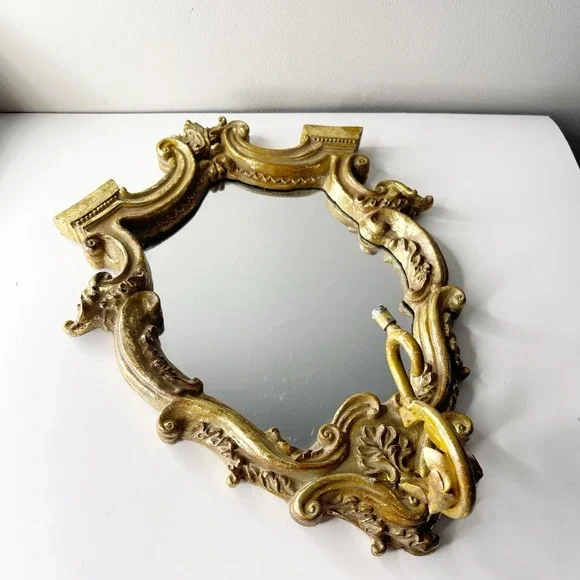 Vintage Ornate Gilded Frame Mirror Wall Hang Hollywood‎ Regency Art Nouveau