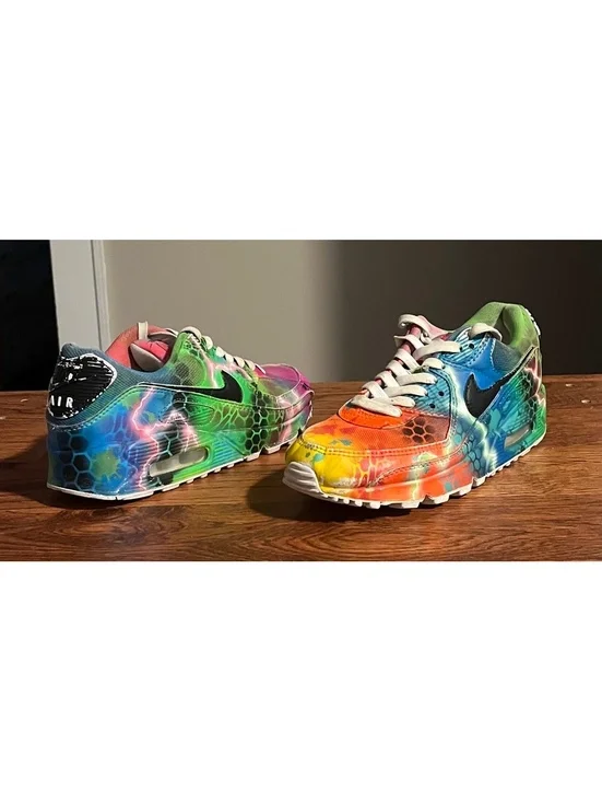 Nike Air Max 90 Custom Hand-Painted Tie-Dye Sneaker Size 6.5