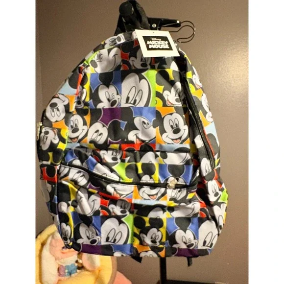 Back to School Backpack -‎ Mickey Mouse!! Black, Med Siz Backpack Front Pocket
