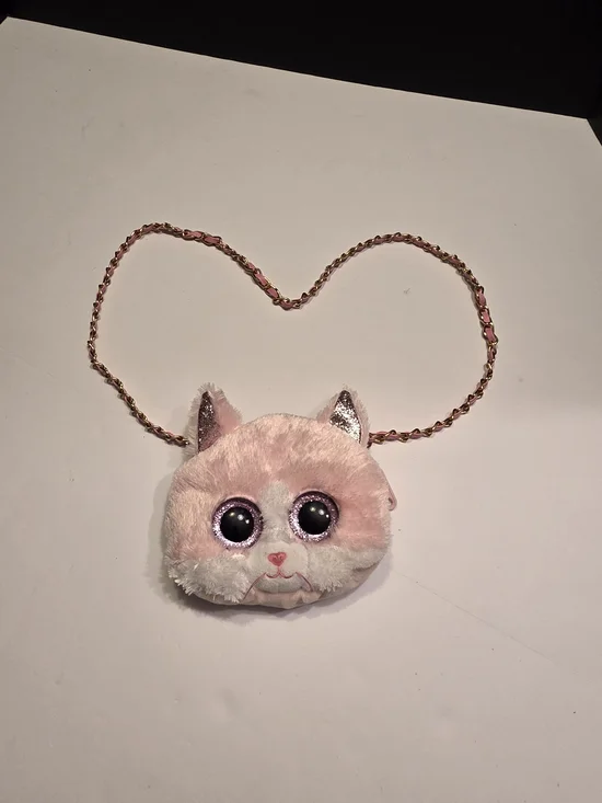 Ty Pink Plush Kitty Crossbody Bag with Glitter Ears