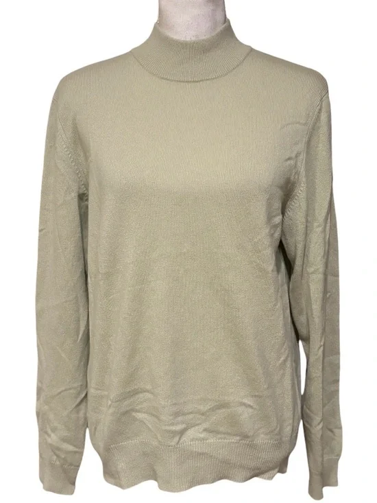 New Charter Club Cashmere Mock Neck Sweater Womens Large Basil Green