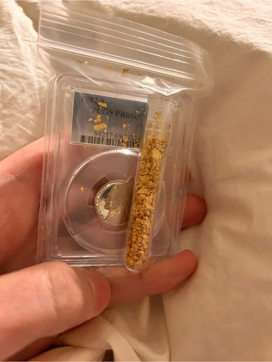 Gold Flake Filled Capsule - W/ Very High Graded Nickel almost perfect grade.