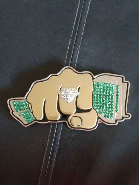 Iconic Money Belt buckle with Green Crystal Accents