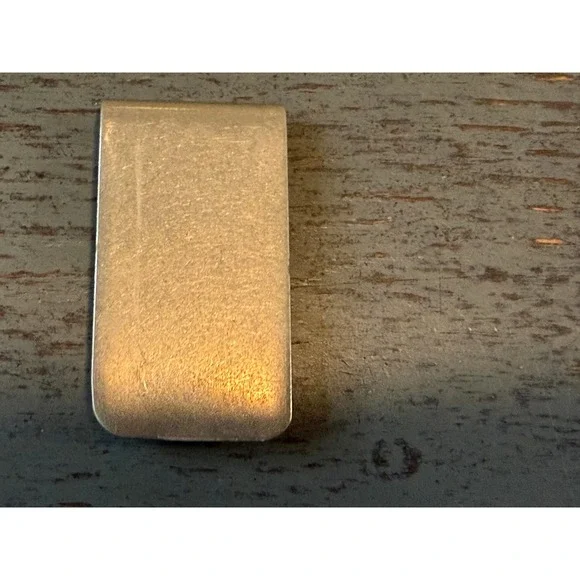 Vintage Brushed Metal Money Clip Silver Tone Minimalist Slim Wallet Accessory