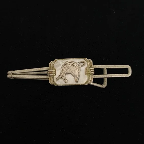 Vintage Tie Bar Clip Horse Head Horseshoe Money Clip Art Deco Era 1930s-1950s
