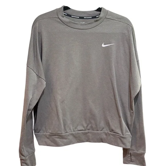 Nike Running Dri-FIT Grey Long Sleeve Top Thumbholes Large Gorpcore Active Life‎