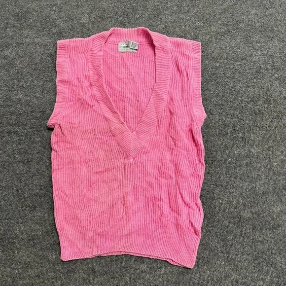 Forenza Sweater Vest Womens Size M Pink Ramie Cotton Ribbed V-Neck Sleeveless