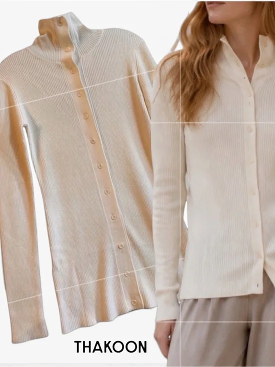 Thakoon Merino Wool Ivory Turtleneck Cardigan‎ Sweater Size S