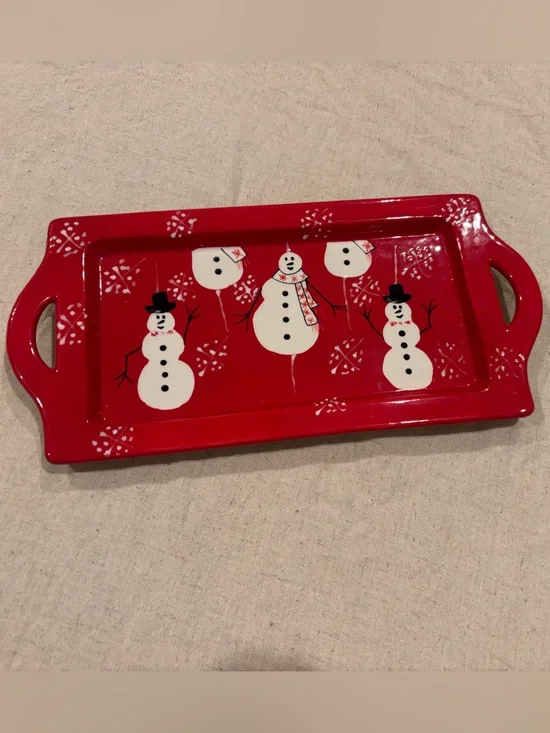 Nantucket Home Holiday Snowman Cookies & Milk for Santa Tray
