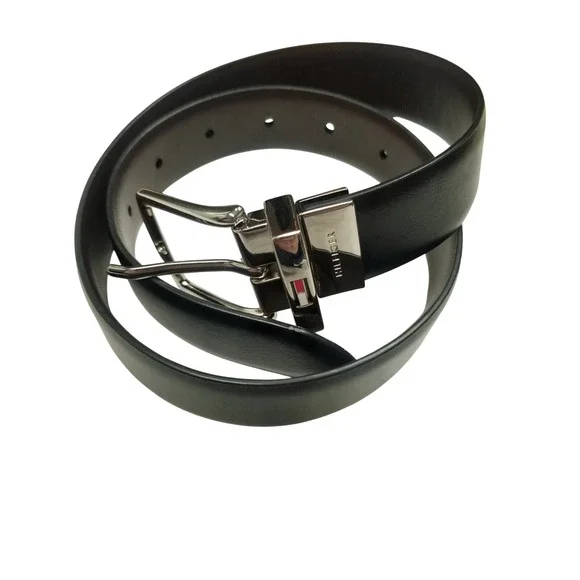 Tommy Hilfiger Reversible Belt Youth‎ Handcrafted S 22-24 Black Brown Silver