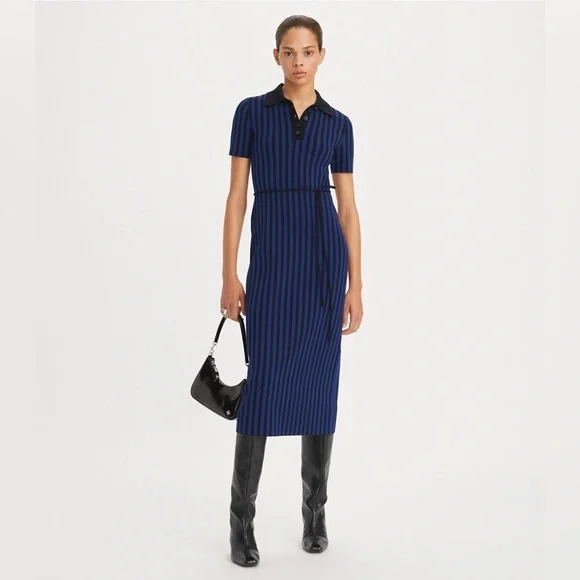 NWT $498 Tory Burch Vertical Stripe Midi Dress