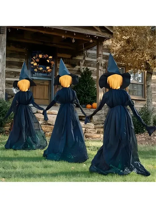 Halloween Witch Decorations Outdoor, 5 FT Set of 3 Light Up Witches Stakes