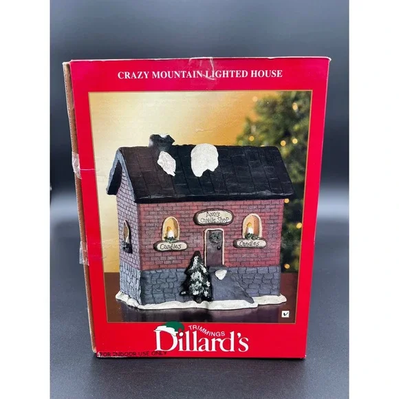 Dillards Trimmings Crazy Mountain Lighted House Amys Candle Shop XV9001 Village