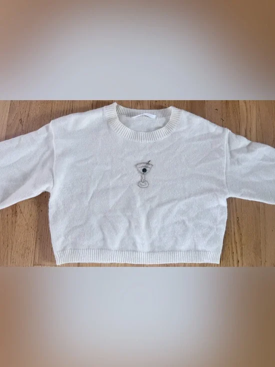 Altar'd State White Crewneck Sweater NWOT size XS