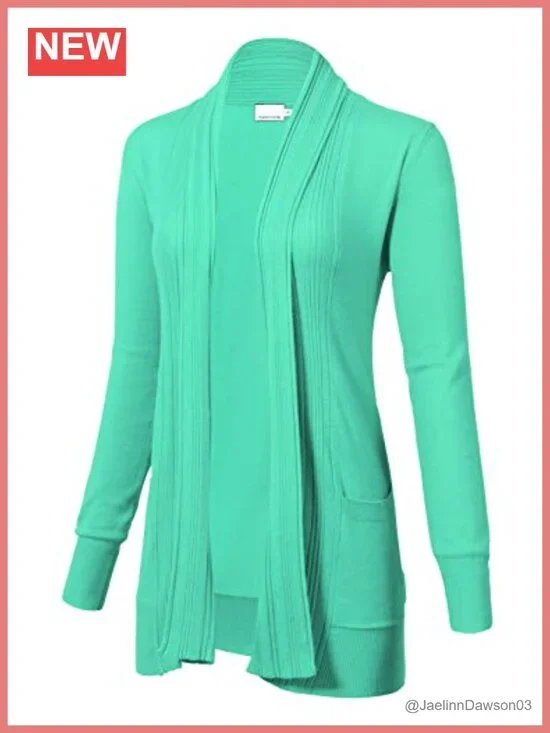 Women's Long Open-Front Cardigan Sweater with Pockets