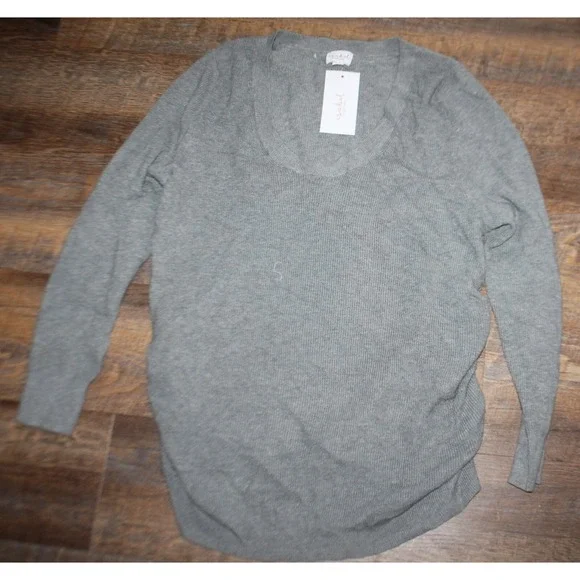 Isabel Maternity Sweater Womens size XL gray V Neck Cinched Side Ladies New