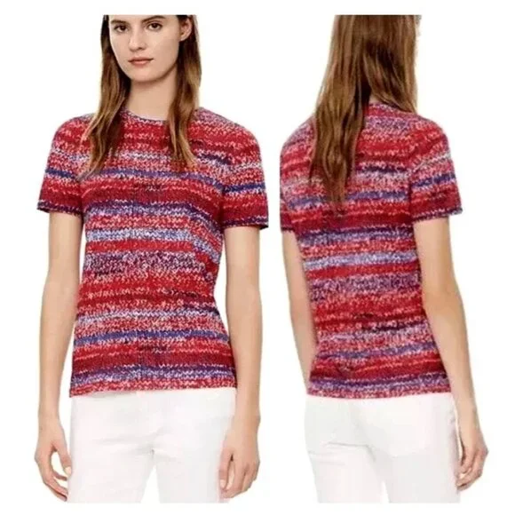 Tory Burch Connie Striped Knit T Shirt 100% Pima Cotton Preppy - Medium