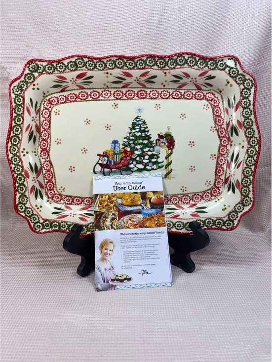Temp-tations Tara Old World Holiday rectangular serving platter Christmas tree