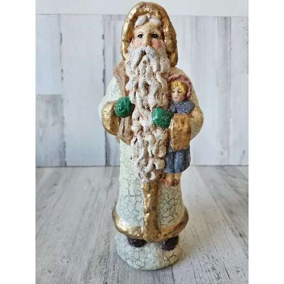 Midwest cannon falls shabby chic Santa crackled toys glitter decor large 12