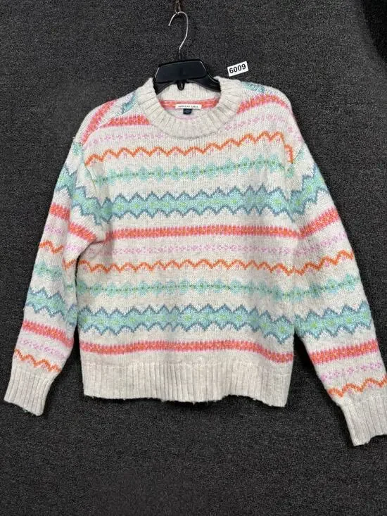 American Eagle Knit Soft Fuzzy Fair Isle Sweater Womens Size S Multicolor