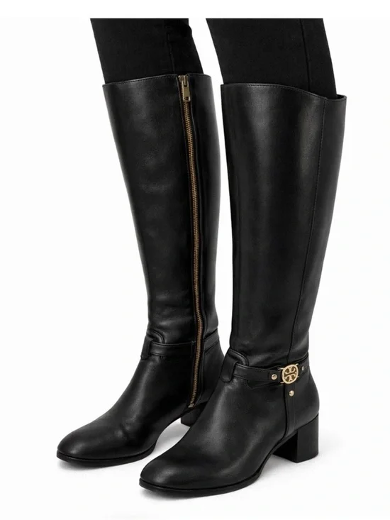 Tory Burch Boots Womens 9 Donovan Tall Equestrian Riding Black Leather
