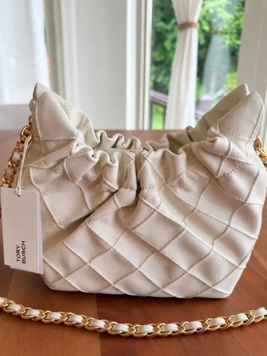 🤍✨ TRENDING NWT Tory Burch Fleming Mini Hobo • Buttery Soft Cream • $500 MSRP