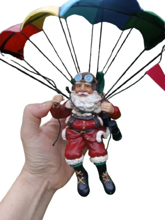 Possible Dreams busy bouncer Yuletide Jump Figurine Santa Glide Parachute 465102