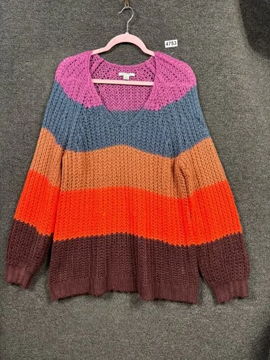 American Eagle Colorful Stripped Sweater Womens Size L Multicolor Knitted