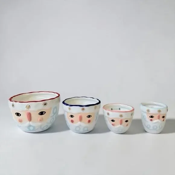 ANTHROPOLOGIE Bird Can Fox Pixie Santa Measuring CUPS SANTA CLAUSE RARE!!!!
