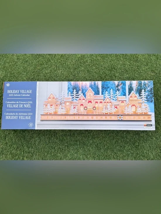 Holiday Wooden Village LED Advent Calendar, 30