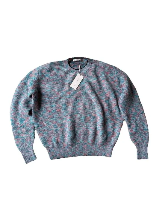NWT Christopher Kane Womens Mohair Sweater XL Blue Knit Crew Neck Jumper Italy