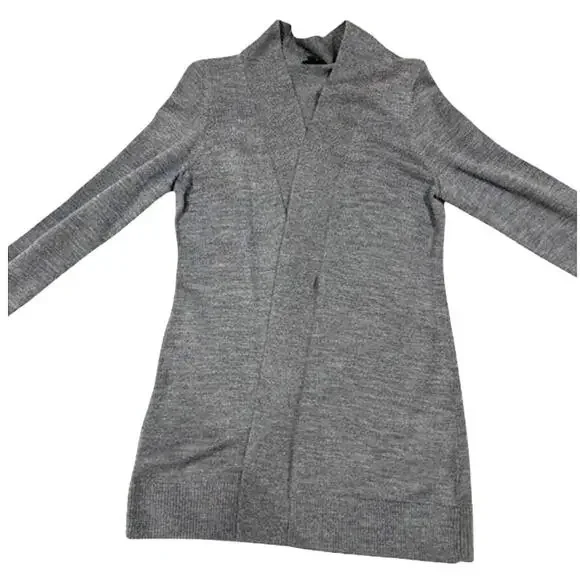 TALBOTS Heather Gray 100% Merino Wool Longline Sweater Duster Small Petite SP